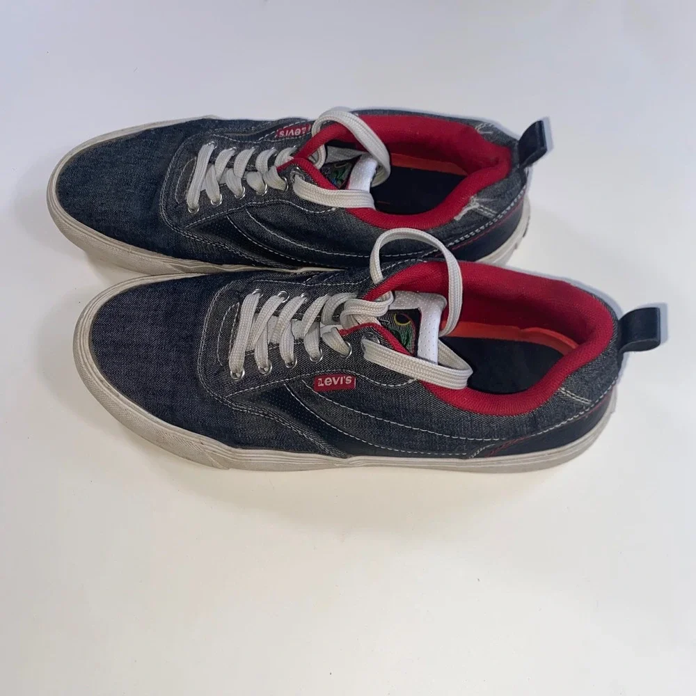 Levis‎ Mens 51935202A Denim Low Top Sneakers Navy Blue Red Size 8.5 US